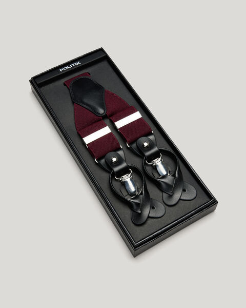 Leather Crosspatch Y-Back Braces, Burgundy, hi-res
